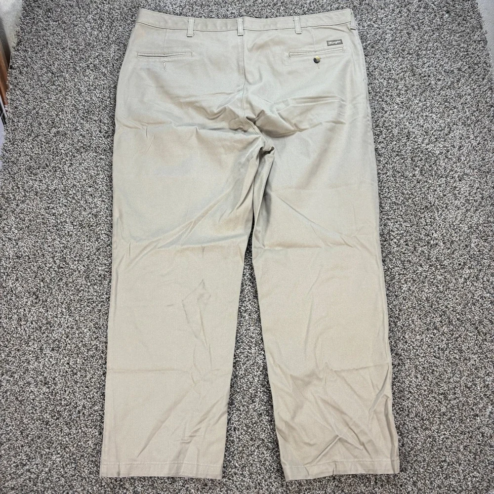 Wrangler Riata Men's 42x29 Khaki Tan Flat Front Cotton Twill Casual Pants